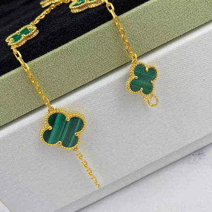 Lume Jewelry マジッククローバー マラカイト ゴールドブレスレット 5モチーフ