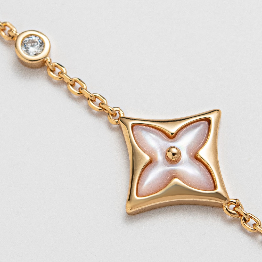 「ルーメジュエリー」スター1ダイヤピンクゴールドブレスレット