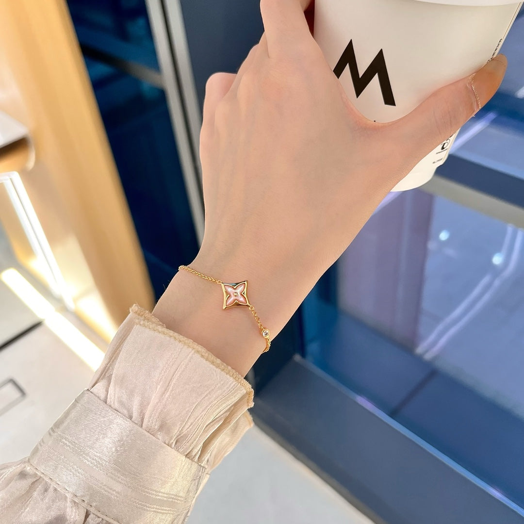 「ルーメジュエリー」スター1ダイヤピンクゴールドブレスレット