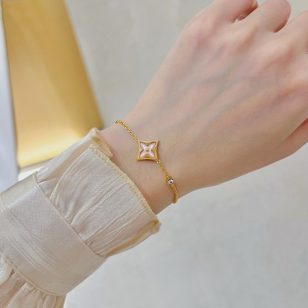「ルーメジュエリー」スター1ダイヤピンクゴールドブレスレット