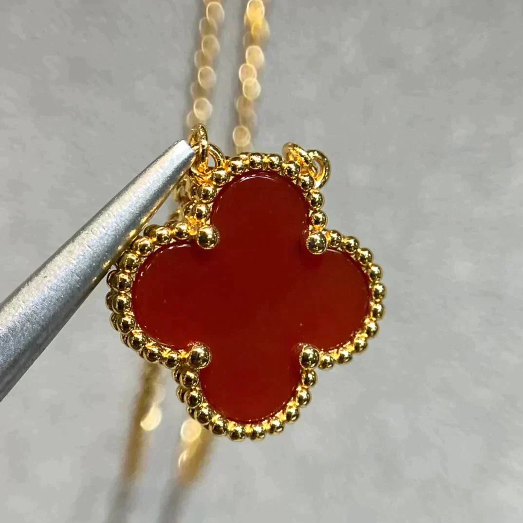 ¡®Lume Jewelry¡¯クローバー15mmカーネリアンシングル フラワーネックレス