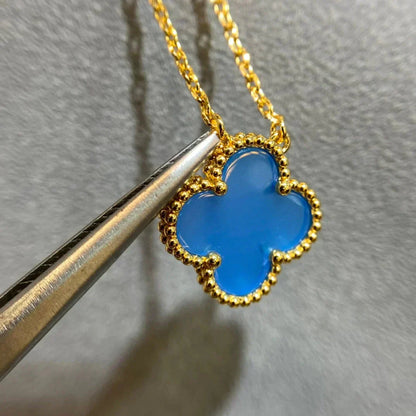 Lume Jewelry クローバー 15MM ブルーアゲートネックレス