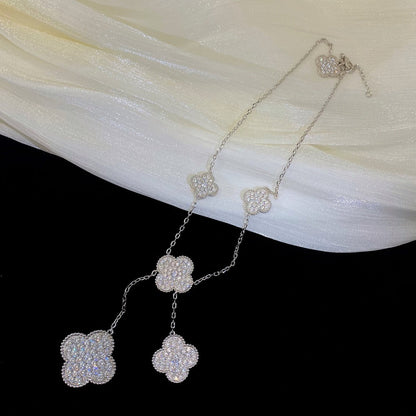 Lume Jewelry CLOVER 5 MOTIFS SILVER DIAMONDS NECKLACE