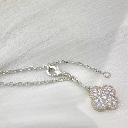 Lume Jewelry CLOVER 5 MOTIFS SILVER DIAMONDS NECKLACE