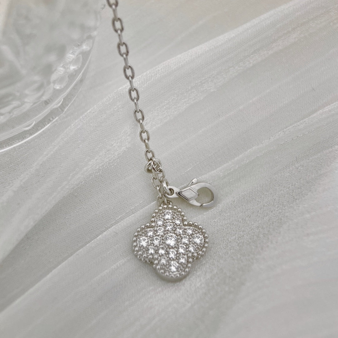 Lume Jewelry CLOVER 5 MOTIFS SILVER DIAMONDS NECKLACE