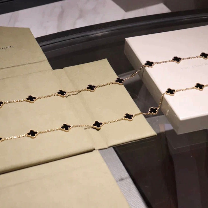 Lume Jewelry クローバー 20モチーフ オニキス ネックレス