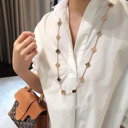 Lume Jewelry クローバー 20モチーフ ダークMOP ダイヤモンド ネックレス