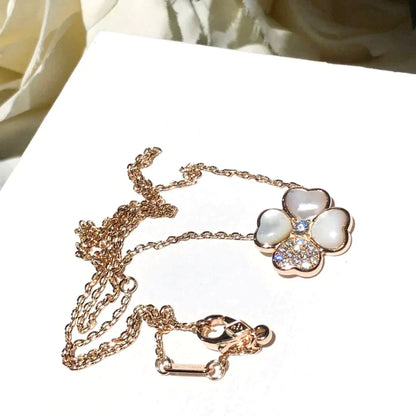 Lume Jewelry クローバー MOP ダイヤモンド ローズゴールドネックレス