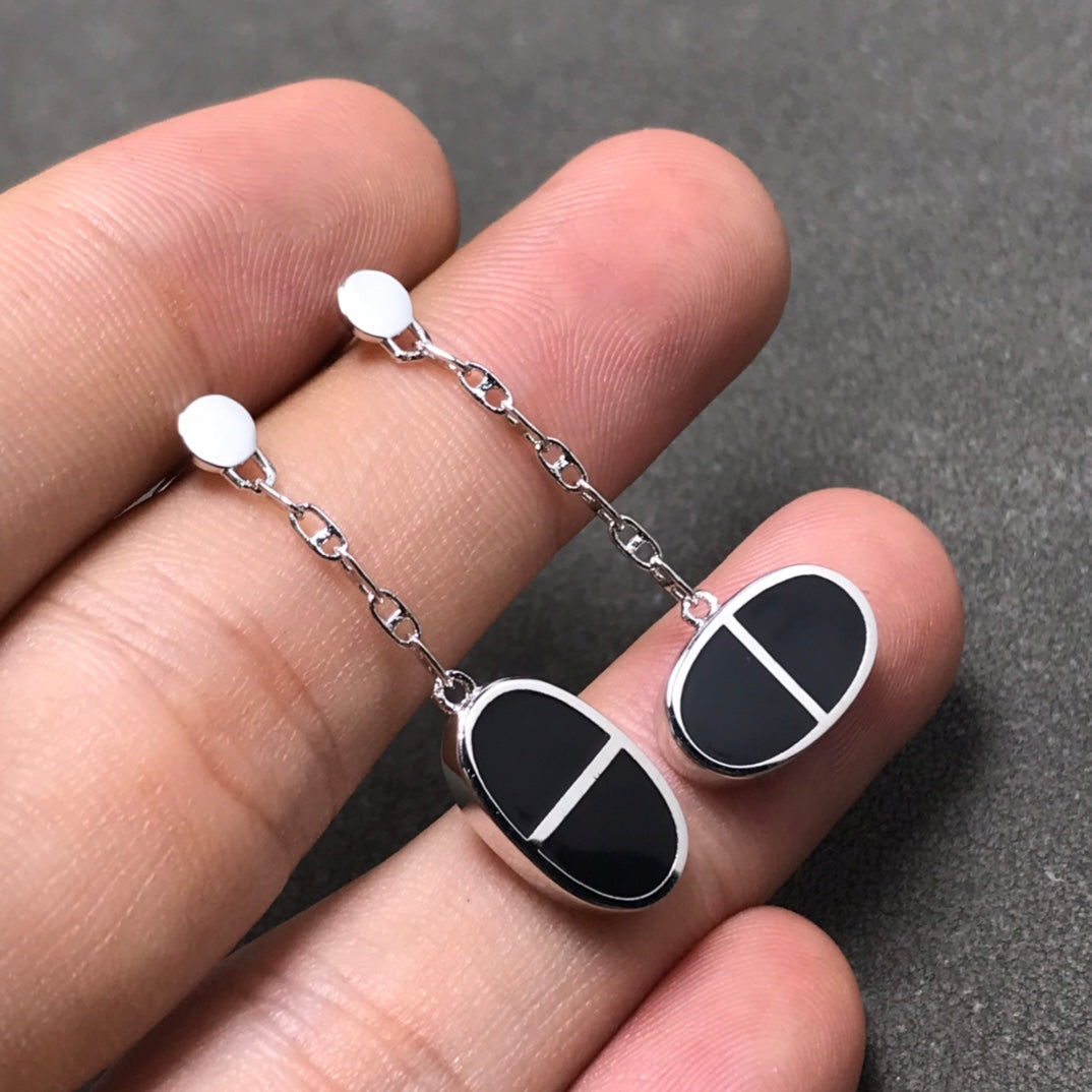 Lume Jewelry『CHAINE VERSO ブラックセラミック シルバーピアス』