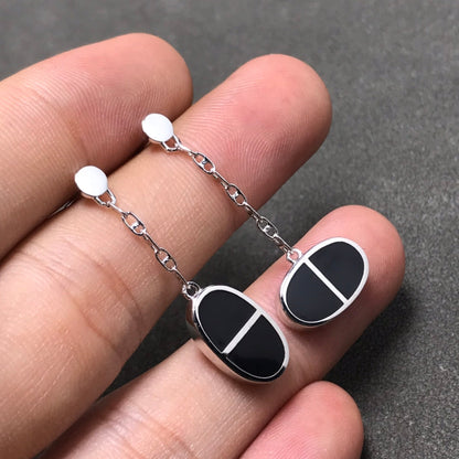 Lume Jewelry『CHAINE VERSO ブラックセラミック シルバーピアス』
