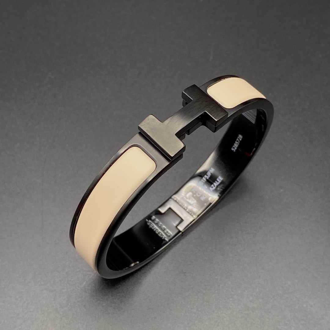 「ルームジュエリー」H ブレスレット 12MM ブラック ベージュ セラミック