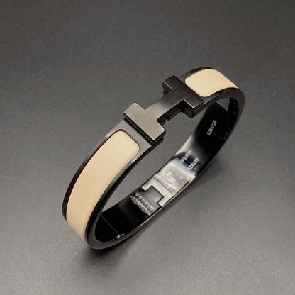 「ルームジュエリー」H ブレスレット 12MM ブラック ベージュ セラミック