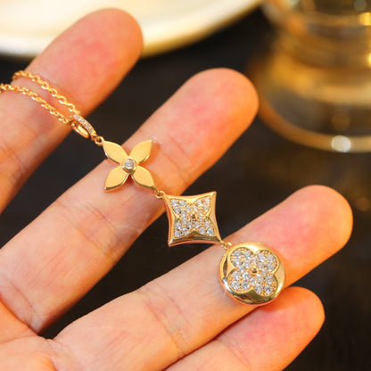 Lume Jewelry「星と太陽」ダイヤモンド ピンクゴールド ネックレス