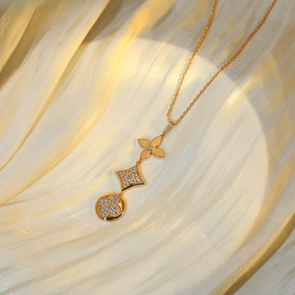 Lume Jewelry「星と太陽」ダイヤモンド ピンクゴールド ネックレス