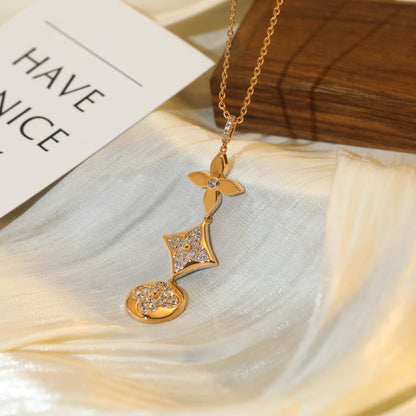 Lume Jewelry「星と太陽」ダイヤモンド ピンクゴールド ネックレス