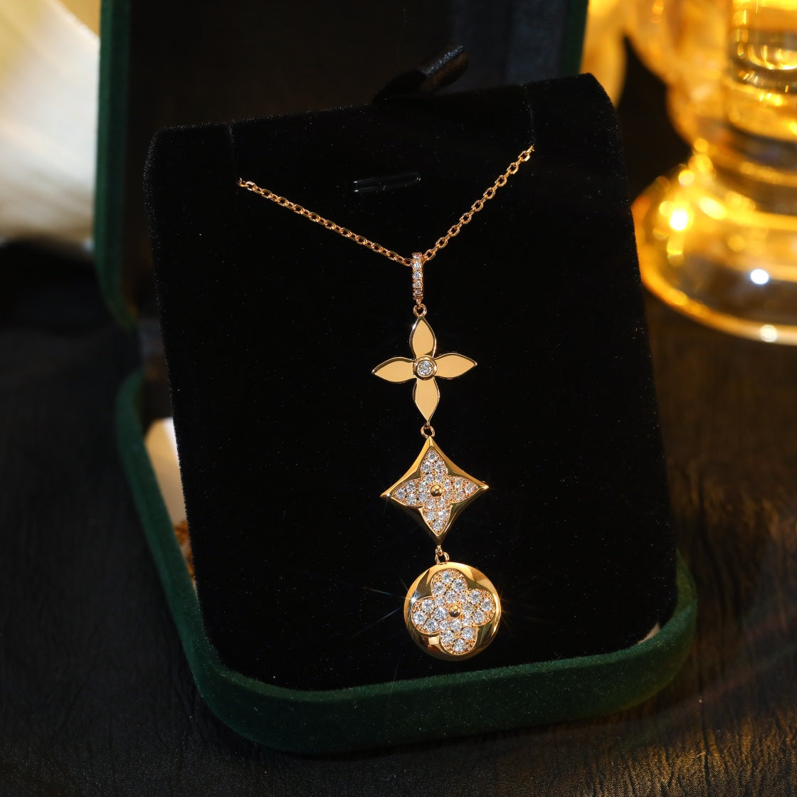 Lume Jewelry「星と太陽」ダイヤモンド ピンクゴールド ネックレス