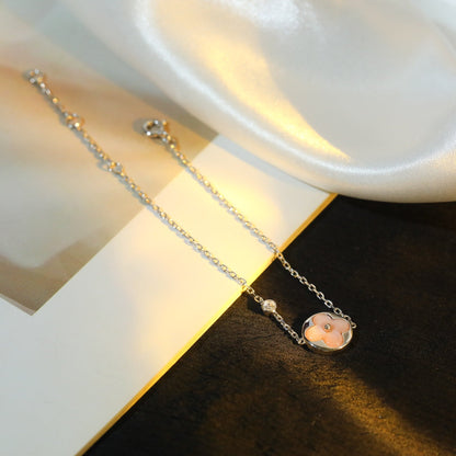 Lume Jewelry「太陽モチーフ ピンクマザーオブパール シルバーブレスレット」