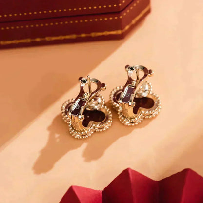 Lume Jewelry「クローバーミディアム 1モチーフ カーネリアン イヤリング」