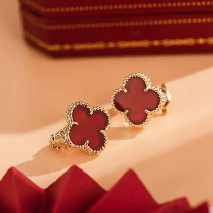 Lume Jewelry「クローバーミディアム 1モチーフ カーネリアン イヤリング」