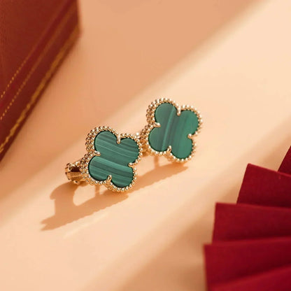 Lume Jewelry クローバー ミディアム 1モチーフ マラカイト イヤリング