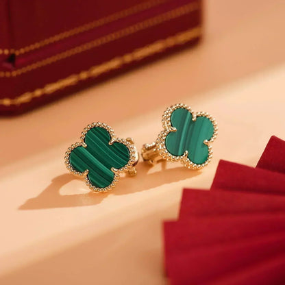 Lume Jewelry クローバー ミディアム 1モチーフ マラカイト イヤリング
