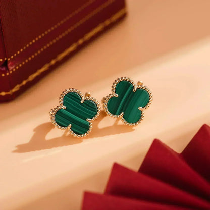 Lume Jewelry クローバー ミディアム 1モチーフ マラカイト イヤリング