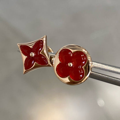 Lume Jewelry 「星と太陽」ピンクゴールド　カーネリアンスタッドピアス