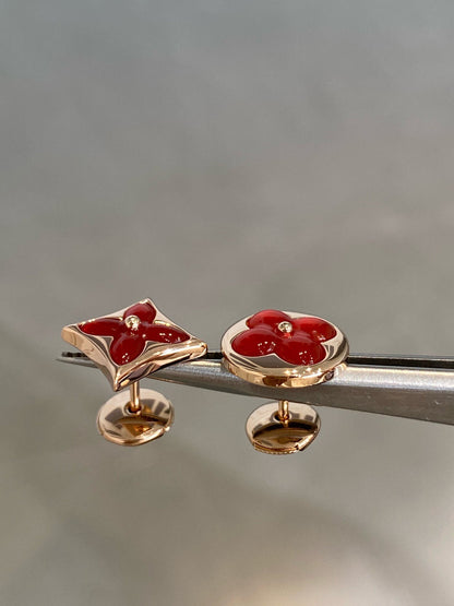 Lume Jewelry 「星と太陽」ピンクゴールド　カーネリアンスタッドピアス