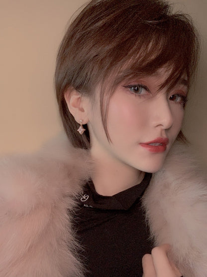 「Lume Jewelry」ダブルスターピンクゴールドMOPドロップイヤリング