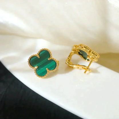 Lume Jewelry クローバー ミディアム 1モチーフ マラカイト イヤリング