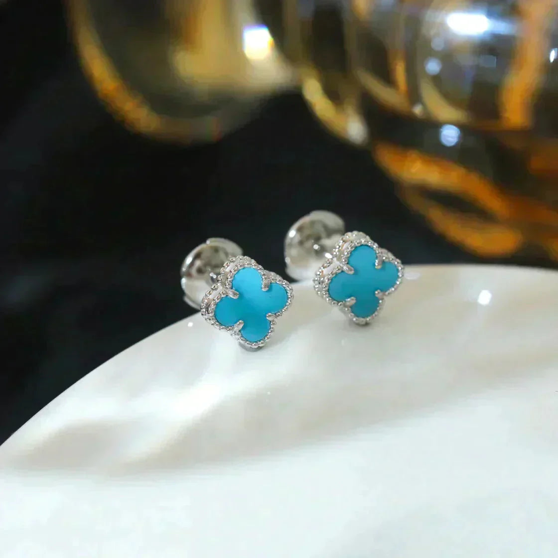 Lume Jewelry「CLOVER MINI 9.5MM オニキス スタッドピアス シルバー」