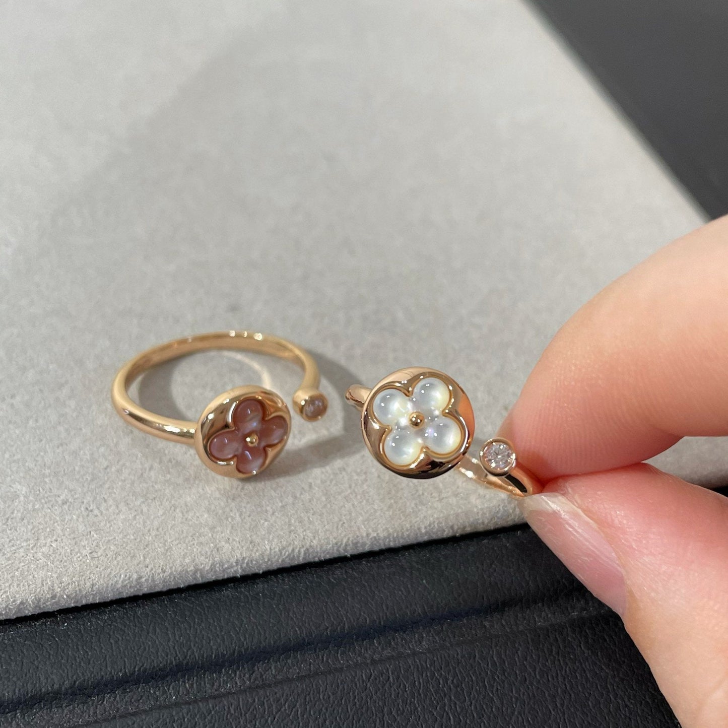 Lume Jewelry®サン 1 ダイヤモンド ピンクMOP リング