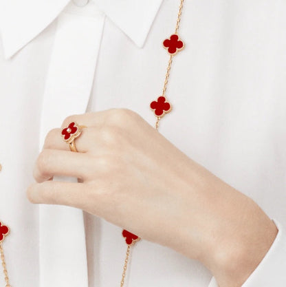 Lume Jewelry クローバー カーネリアン リング ローズゴールド ダイヤモンド