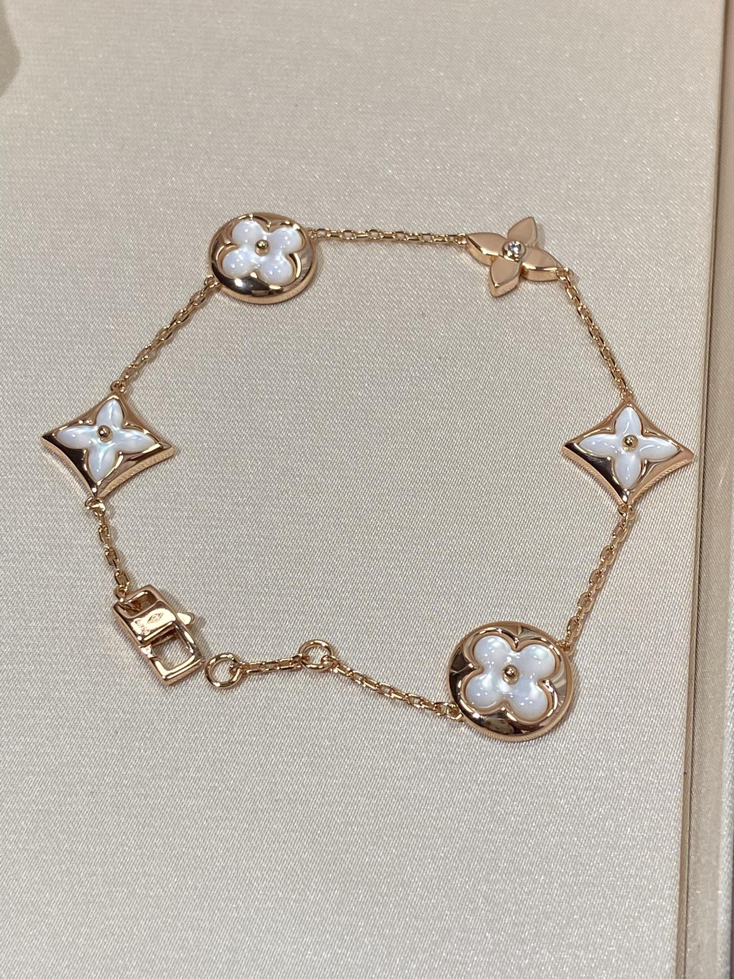 Lume Jewelry「STAR AND SUN 5モチーフMOPピンクゴールドブレスレット」