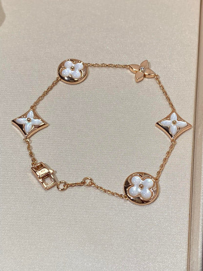 Lume Jewelry「STAR AND SUN 5モチーフMOPピンクゴールドブレスレット」