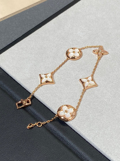 Lume Jewelry「STAR AND SUN 5モチーフMOPピンクゴールドブレスレット」