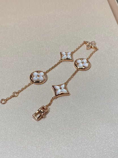 Lume Jewelry「STAR AND SUN 5モチーフMOPピンクゴールドブレスレット」