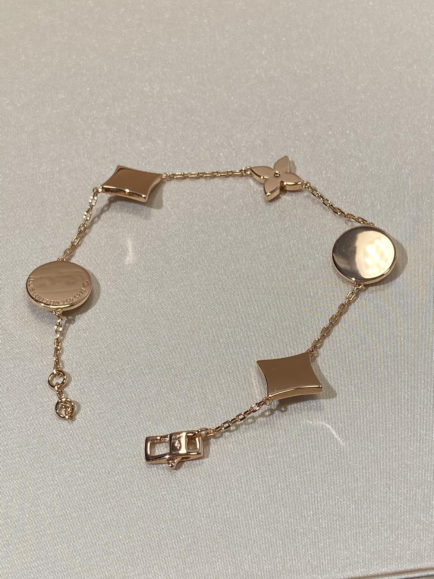 Lume Jewelry「STAR AND SUN 5モチーフMOPピンクゴールドブレスレット」