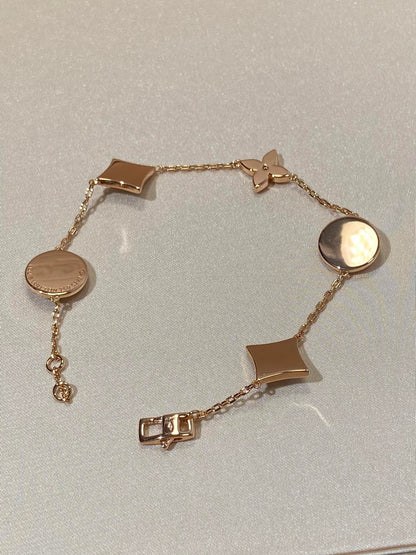 Lume Jewelry「STAR AND SUN 5モチーフMOPピンクゴールドブレスレット」