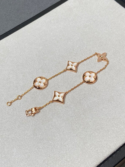 Lume Jewelry「STAR AND SUN 5モチーフMOPピンクゴールドブレスレット」