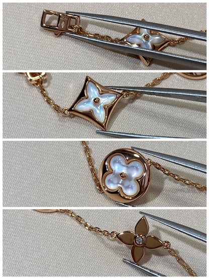 Lume Jewelry「STAR AND SUN 5モチーフMOPピンクゴールドブレスレット」
