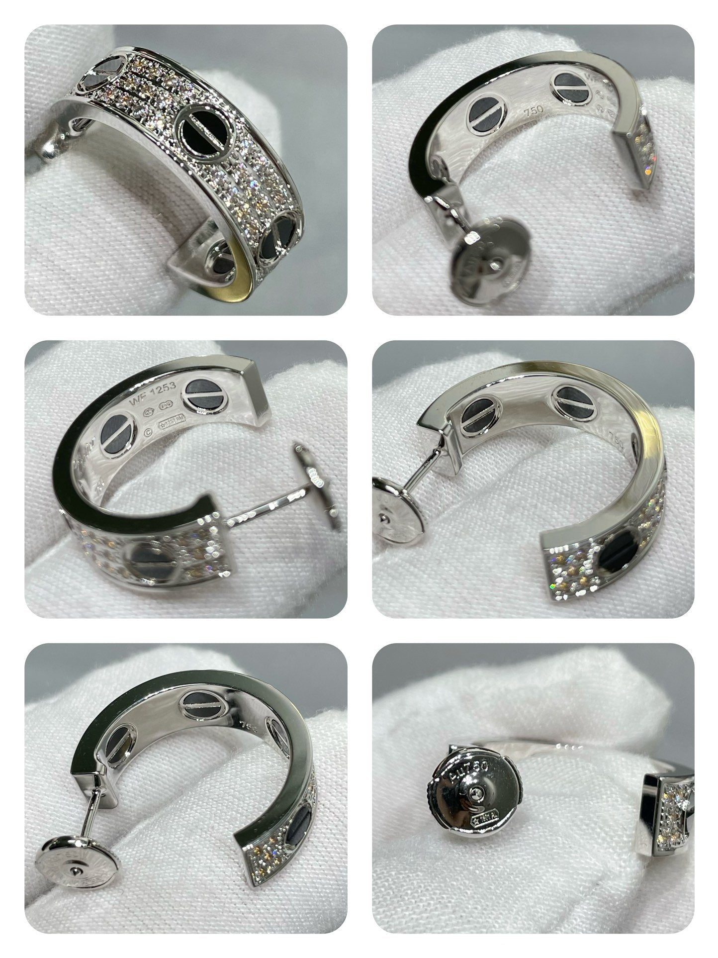 「Lume Jewelry」LOVEセラミック・ダイヤモンドパヴェシルバーピアス