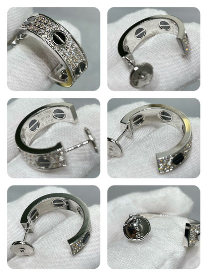 「Lume Jewelry」LOVEセラミック・ダイヤモンドパヴェシルバーピアス