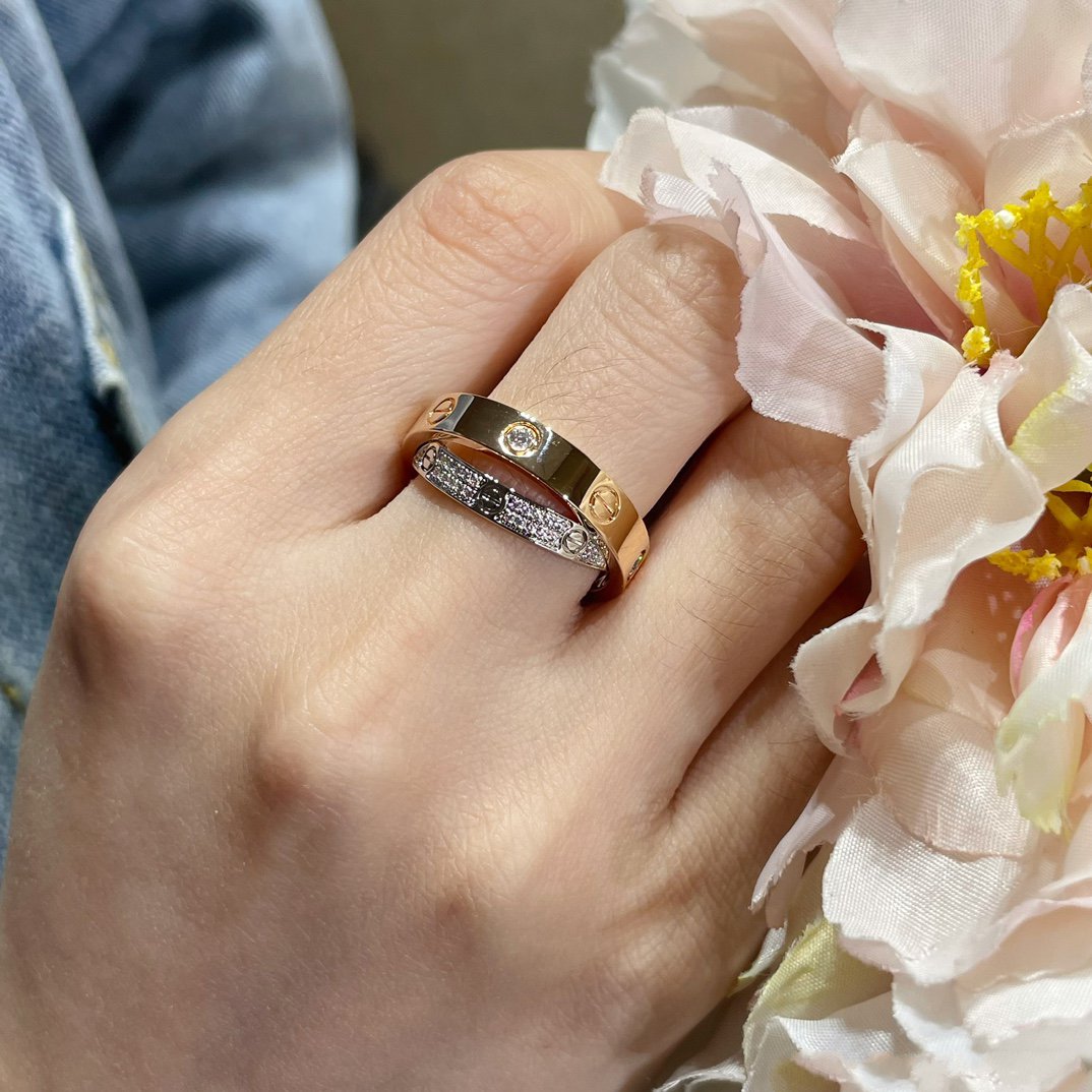 『Lume Jewelry』LOVE ピンクゴールド シルバー ダイヤモンド ダブルリング