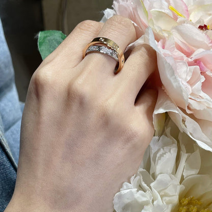 『Lume Jewelry』LOVE ピンクゴールド シルバー ダイヤモンド ダブルリング