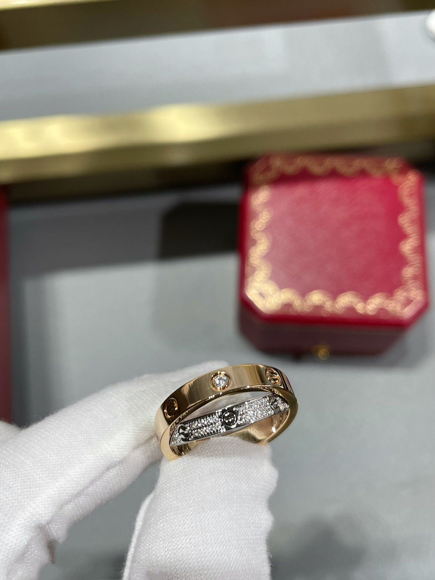 『Lume Jewelry』LOVE ピンクゴールド シルバー ダイヤモンド ダブルリング