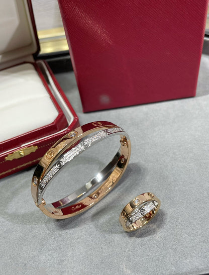 『Lume Jewelry』LOVE ピンクゴールド シルバー ダイヤモンド ダブルリング