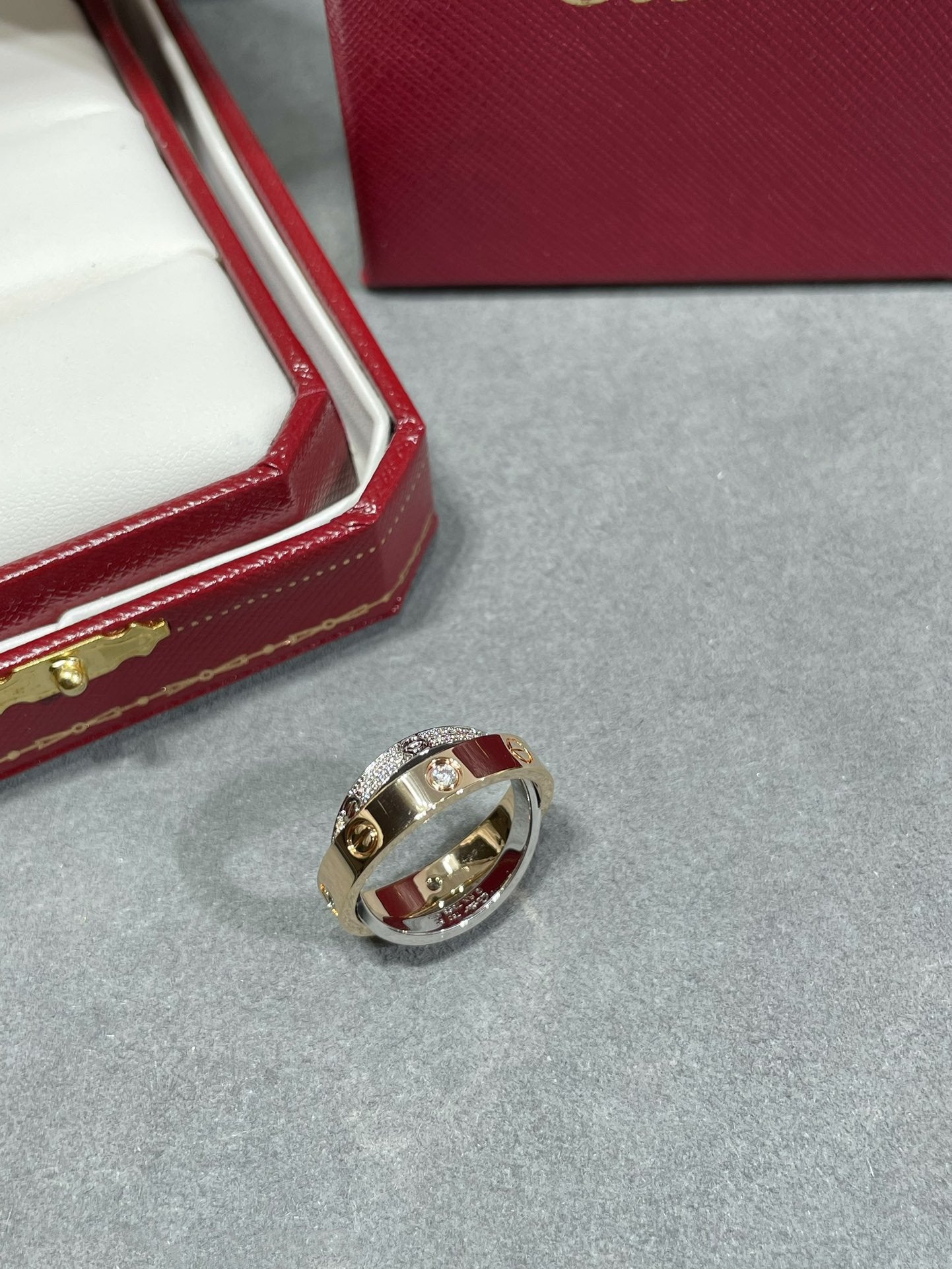 『Lume Jewelry』LOVE ピンクゴールド シルバー ダイヤモンド ダブルリング