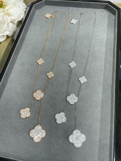 Lume Jewelry クローバー 6モチーフ ダイヤモンド パヴェ ネックレス