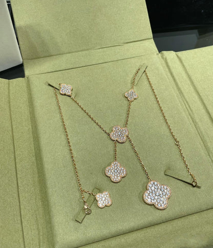 Lume Jewelry クローバー 6モチーフ ダイヤモンド パヴェ ネックレス